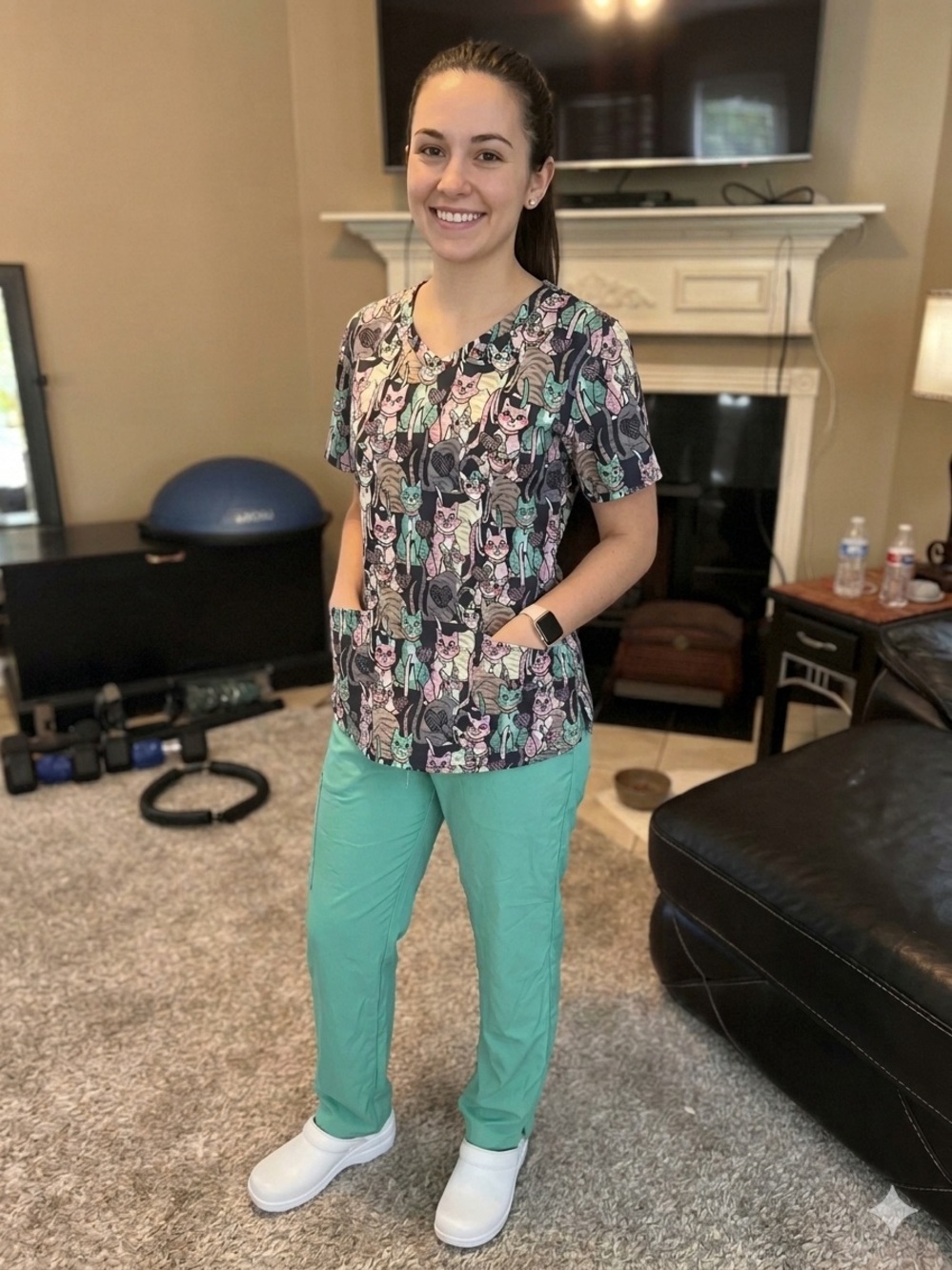 Two scrub tops one pant
